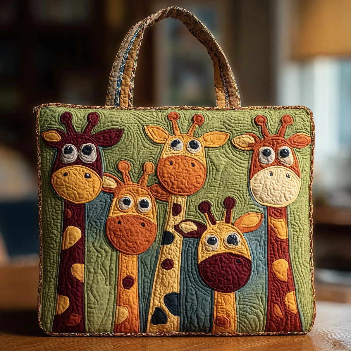 Giraffe Parade — Quilted Tote Bag from Louise Dublin