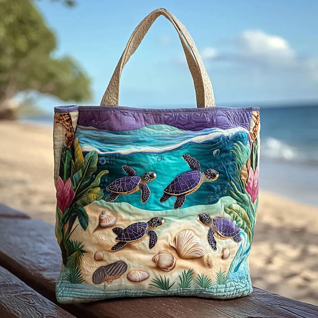 Sea Turtle Lagoon — Quilted Tote Bag from Louise Dublin