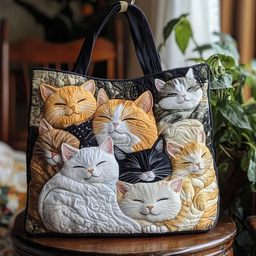 Sleepy Cats — Quilted Tote Bag from Louise Dublin