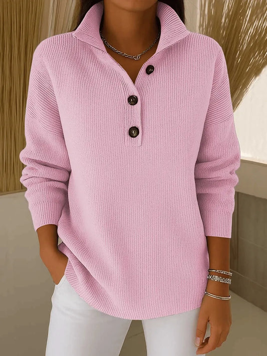 Florence — V-Neck Polo Jumper in Sky Blue from Louise Dublin