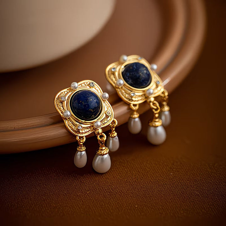 SAPPHIRA | ROYAL BLUE PEARL CHANDELIER EARRINGS