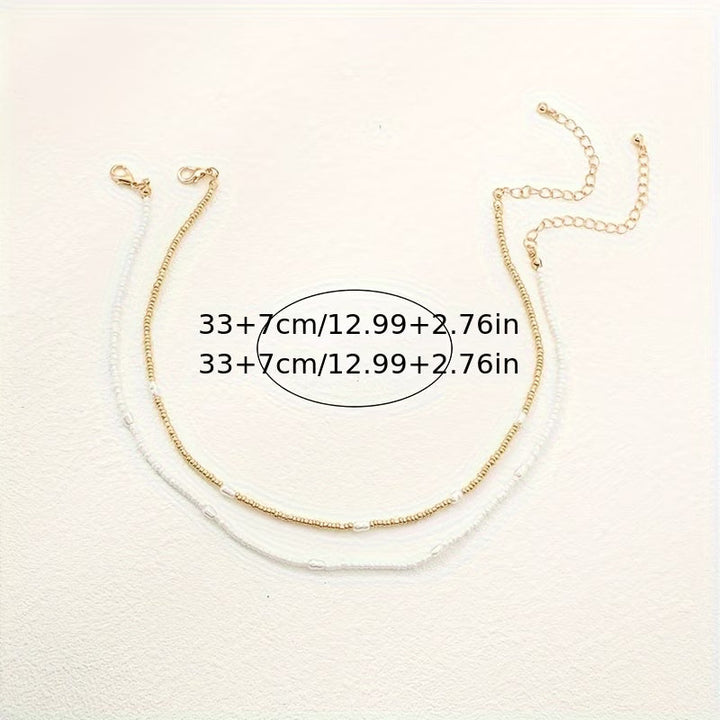 ELARA | LAYERED GOLD & PEARL BEADED NECKLACE SET
