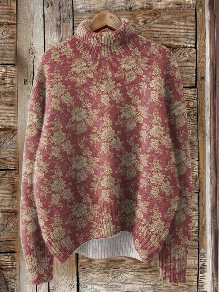 ROSE | RETRO ROSE PRINT TURTLENECK JUMPER
