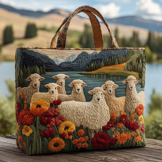 Sheep & Poppies — Quilted Tote Bag from Louise Dublin