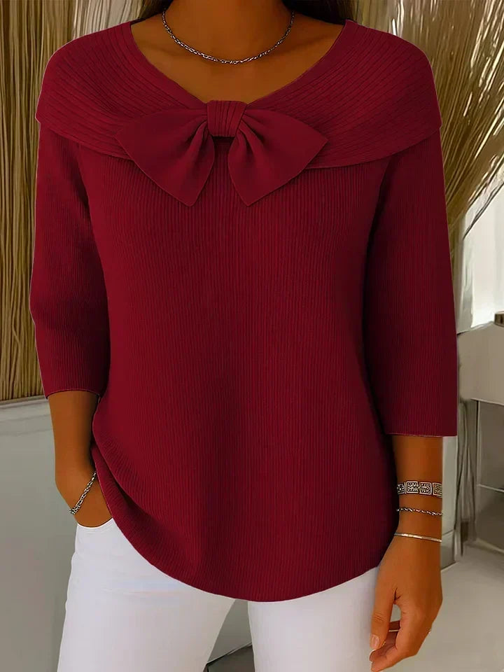 TIVELLA | JUMPER WITH BOW AND ROUND NECKLINE