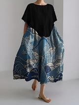 Dark blue & beige palm