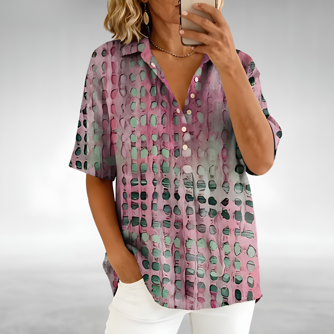 Melody — Elegant Relaxed Blouse in Green from Louise Dublin