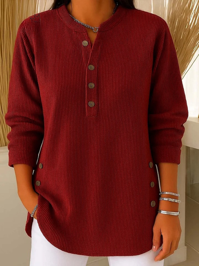 Neva — Button Henley Tunic in Sky Blue from Louise Dublin