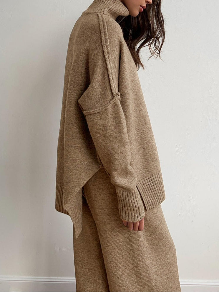 AMELIA | HIGH-NECK CASUAL LOOSE THICK KNIT SWEATER SET