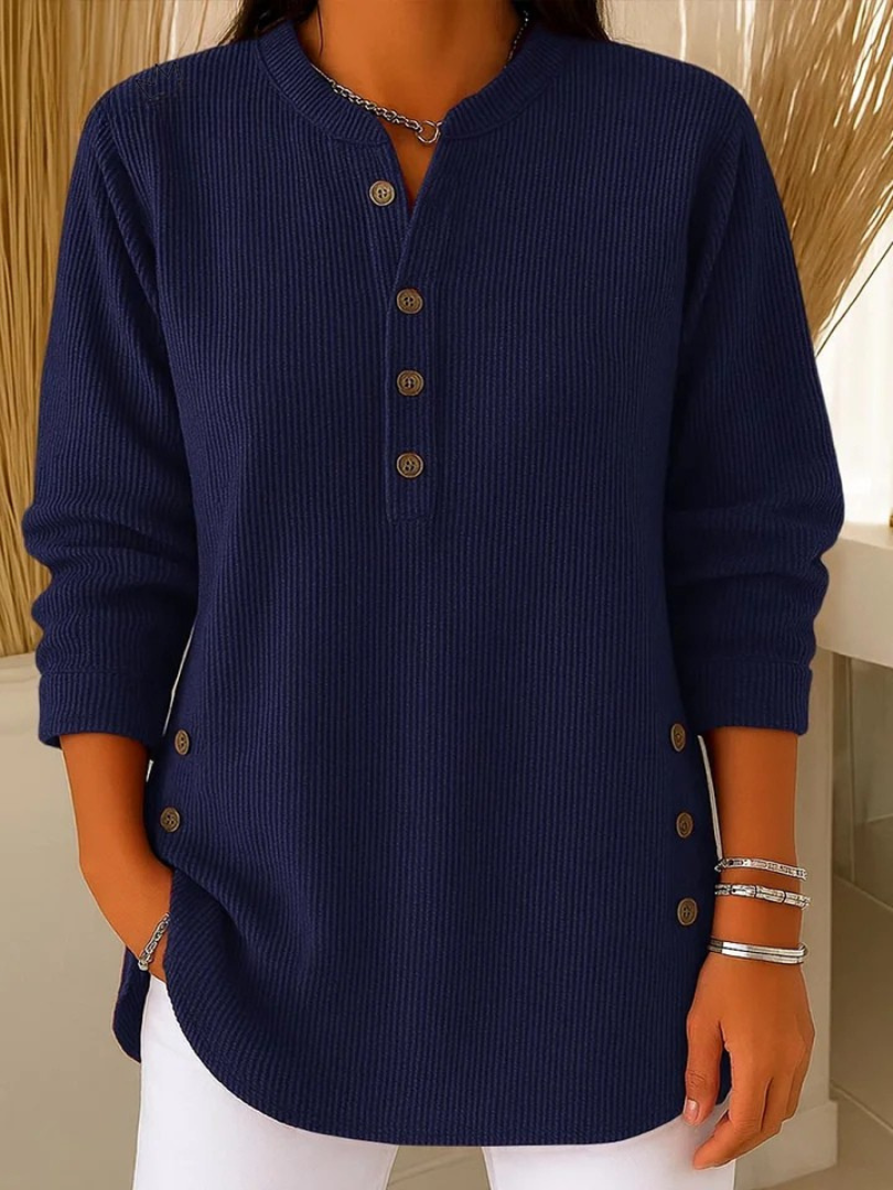 Neva — Button Henley Tunic in Sky Blue from Louise Dublin
