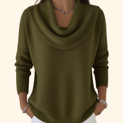 Juliette — Cowl Neck Jumper in Red from Louise Dublin