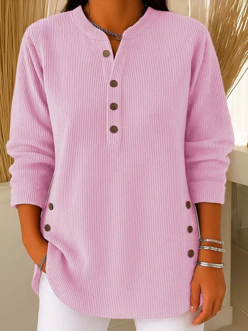 Neva — Button Henley Tunic in Sky Blue from Louise Dublin