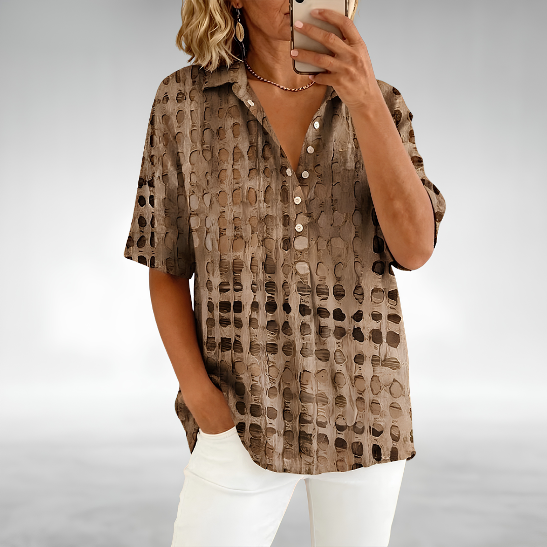 Melody — Elegant Relaxed Blouse in Green from Louise Dublin