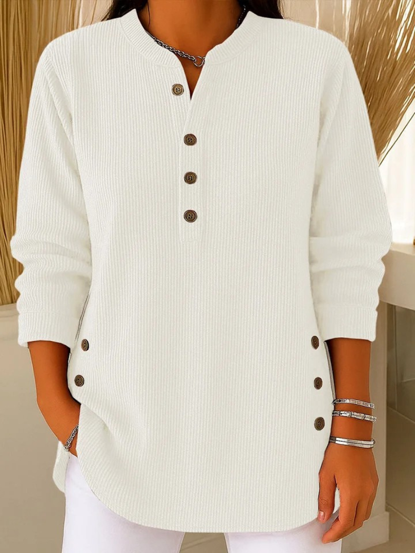 Neva — Button Henley Tunic in Sky Blue from Louise Dublin