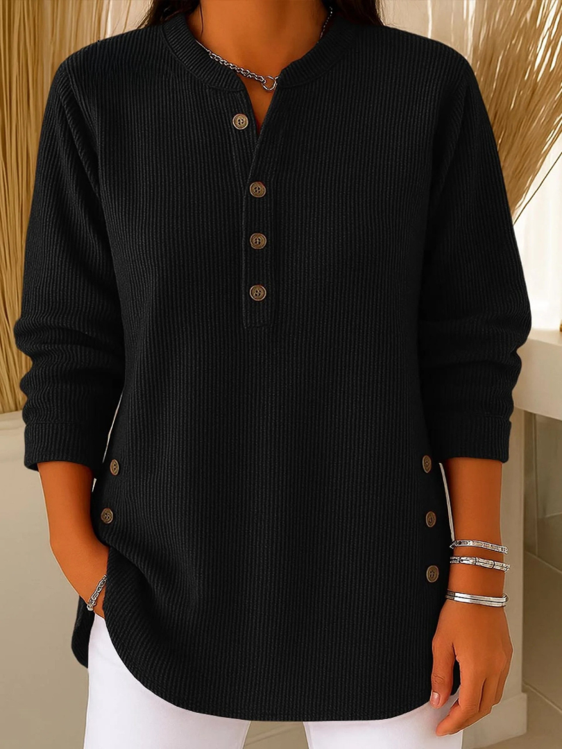 Neva — Button Henley Tunic in Sky Blue from Louise Dublin