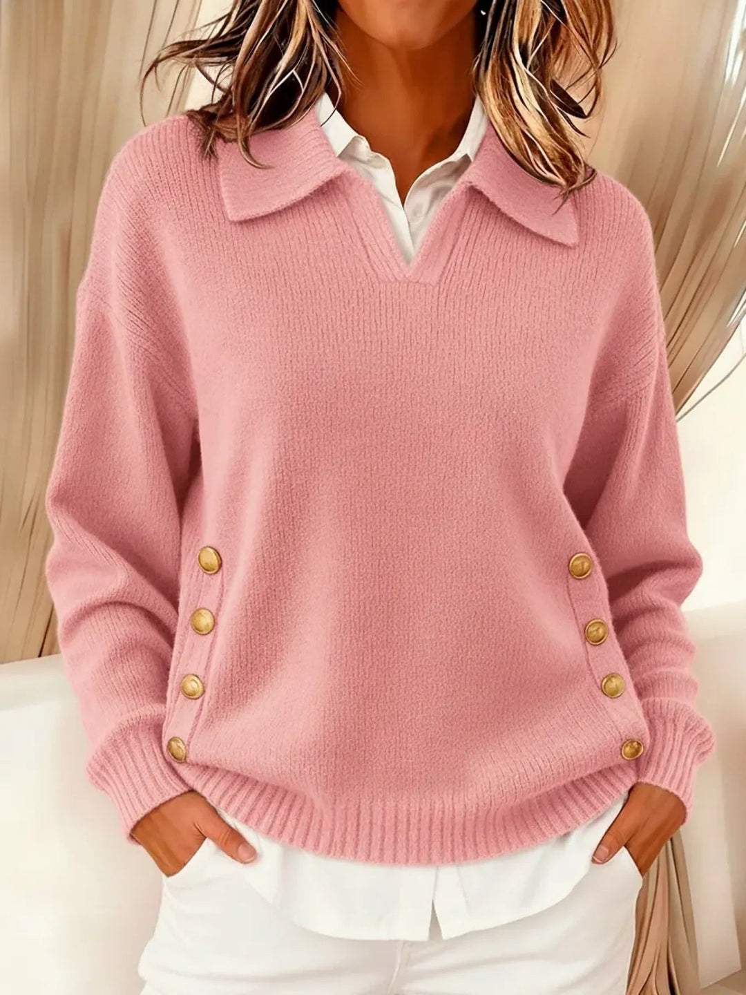 VYNETTE | V-NECK JUMPER WITH COLLAR