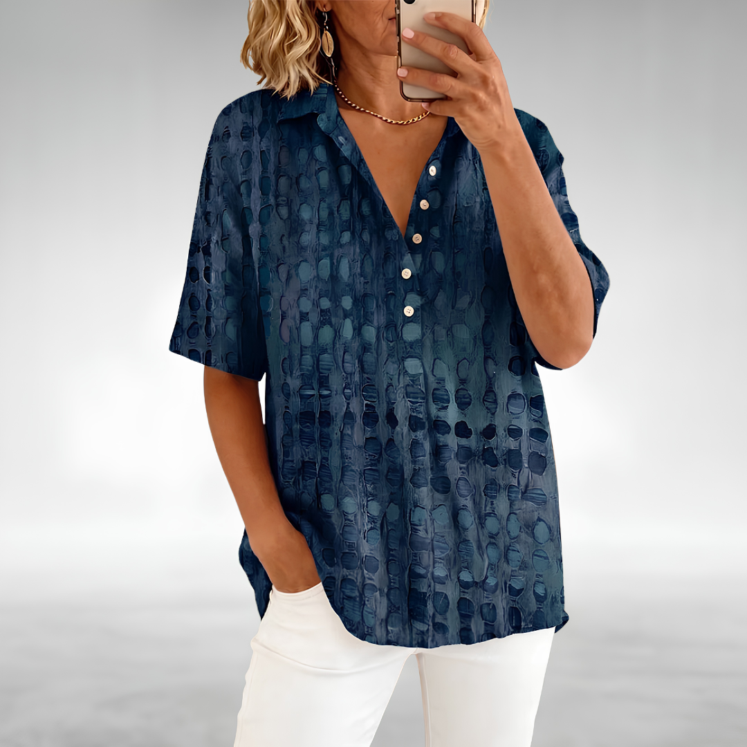 Melody — Elegant Relaxed Blouse in Green from Louise Dublin