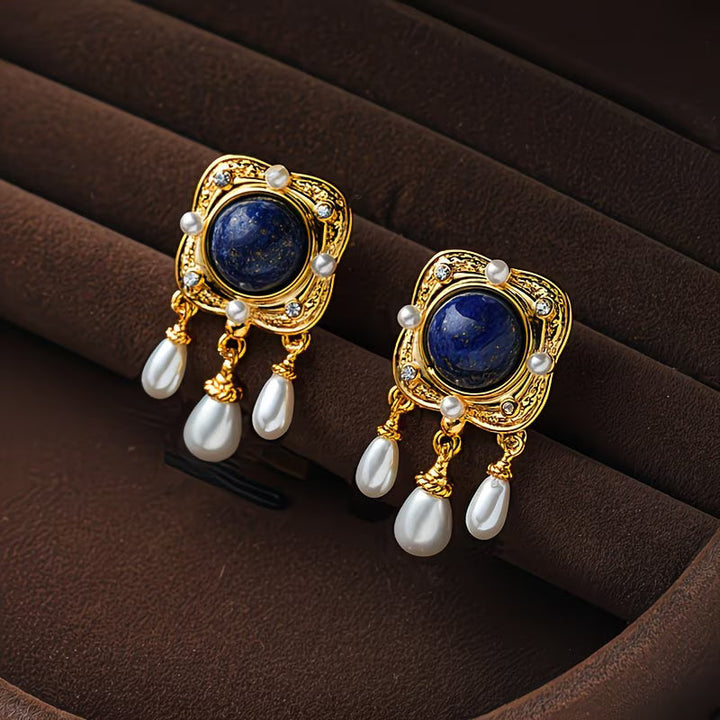 SAPPHIRA | ROYAL BLUE PEARL CHANDELIER EARRINGS