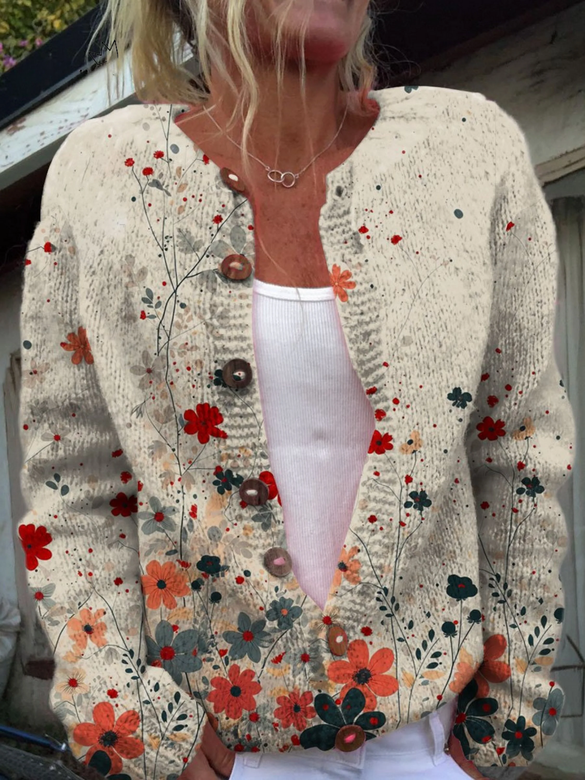 Sabrina — Vintage Floral Knit Cardigan from Louise Dublin