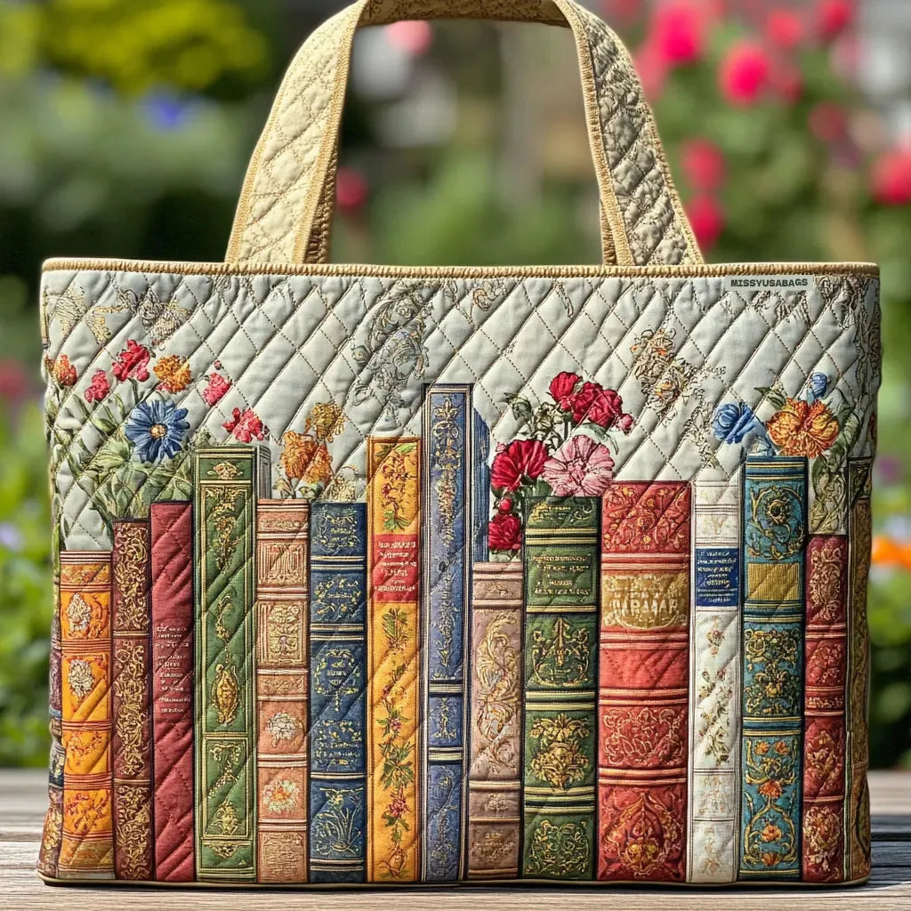 Library Garden — Quilted Tote Bag from Louise Dublin