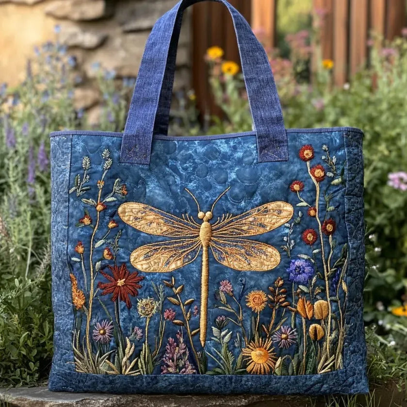 Dragonfly Garden — Quilted Tote Bag from Louise Dublin