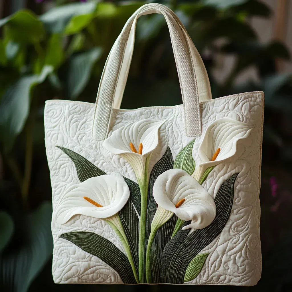 White Lilies — Quilted Tote Bag from Louise Dublin