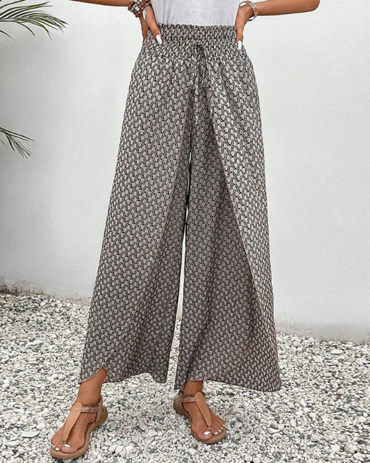 CATHERINE | WIDE-LEG TROUSERS WITH SHIRRED WAISTBAND