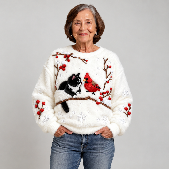 TILLY | CHRISTMAS SOFT CAT ART FLANNEL JUMPER FOR WOMEN