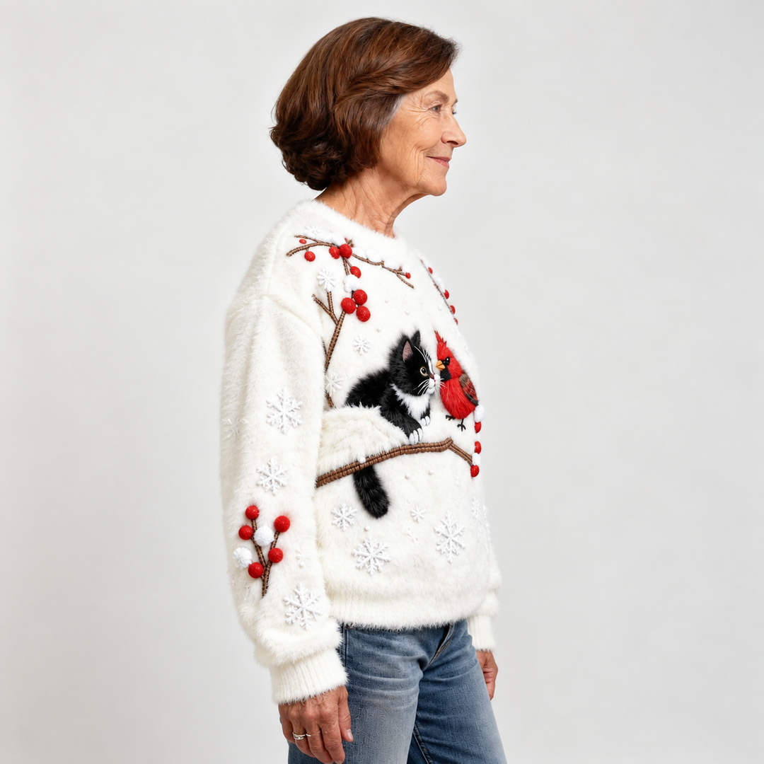 TILLY | CHRISTMAS SOFT CAT ART FLANNEL JUMPER FOR WOMEN