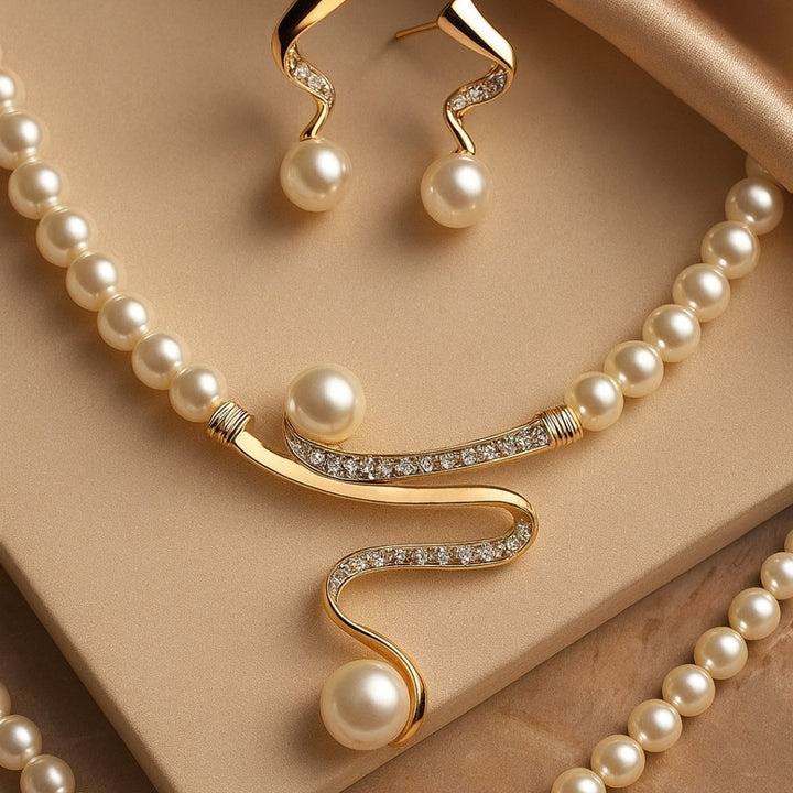SERAPHINA | ELEGANT WAVE PEARL JEWELRY SET