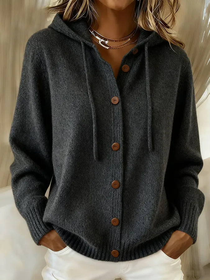 BRENDA | COSY BUTTON CARDIGAN HOODIE