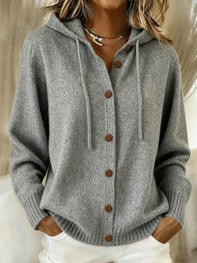 BRENDA | COSY BUTTON CARDIGAN HOODIE