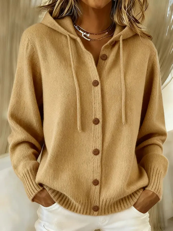 BRENDA | COSY BUTTON CARDIGAN HOODIE
