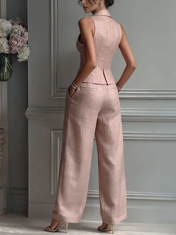 VIVIENNE | TAILORED WAISTCOAT & WIDE LEG TROUSER SET
