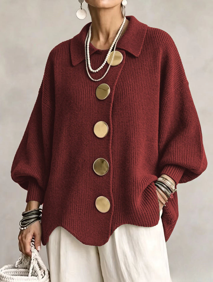 ISADORA | OVERSIZED COLLARED CARDIGAN WITH CHUNKY METAL BUTTONS