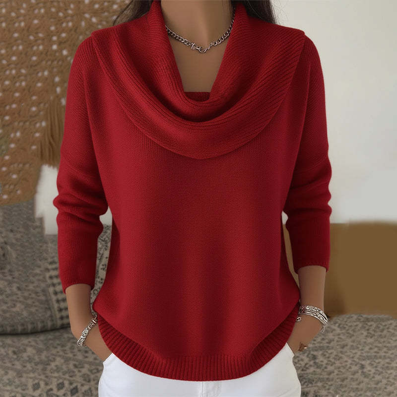 Juliette — Cowl Neck Jumper in Red from Louise Dublin