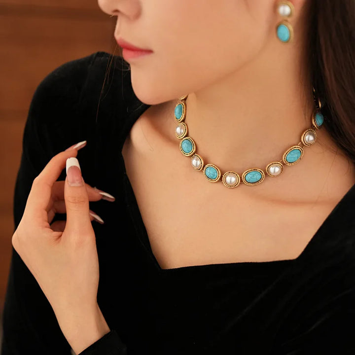 TURQUESSA | ANTIQUE TURQUOISE PEARL SET