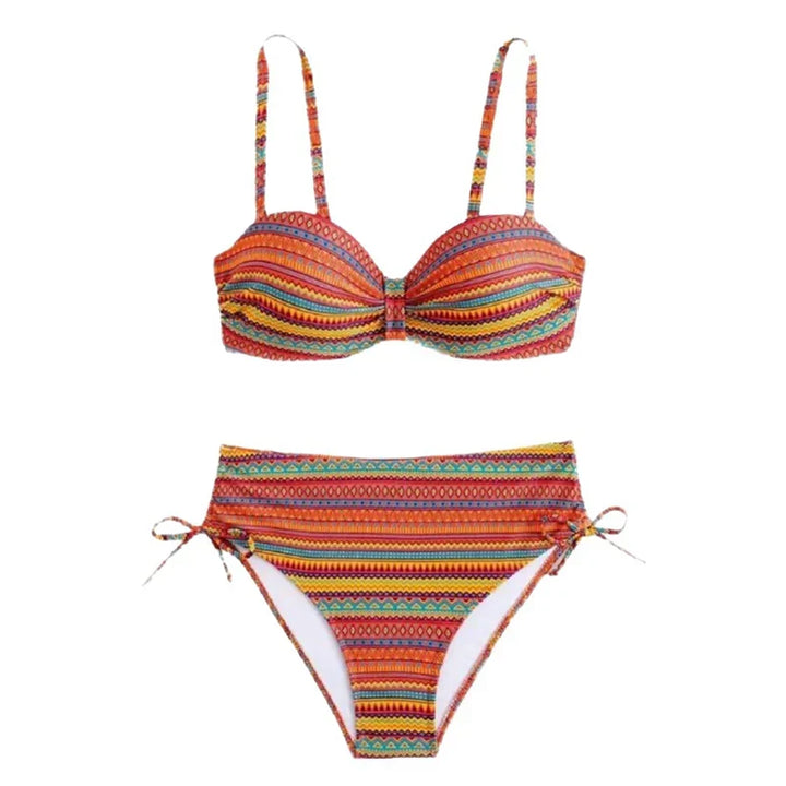 ZARA | STRIPED SIDE-TIE HIGH WAIST BIKINI SET