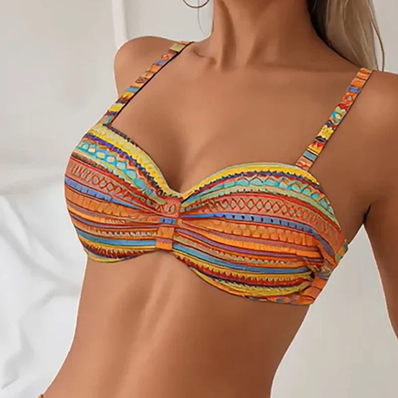 ZARA | STRIPED SIDE-TIE HIGH WAIST BIKINI SET