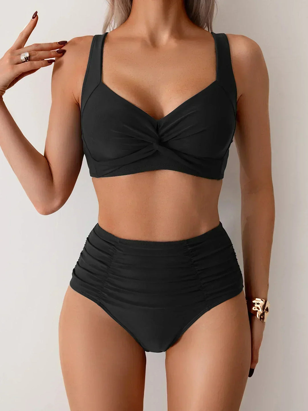 NICOLETTA | RUFFLED FABRIC BANDEAU BIKINI