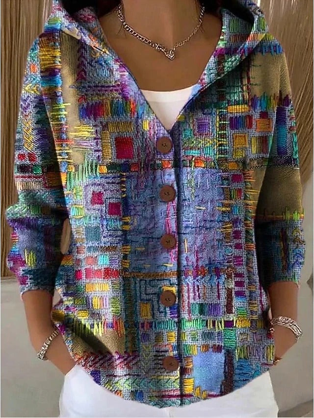 Patchouli — Artistic Hooded Cardigan in Purple from Louise Dublin