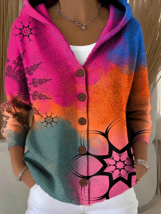 Patchouli — Artistic Hooded Cardigan in Purple from Louise Dublin