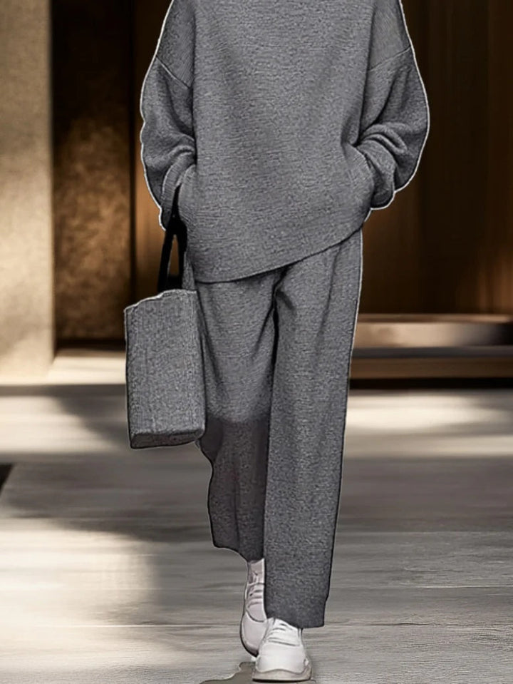 LUCY | GREY TOP AND WIDE LEG PANTS CASUAL SET
