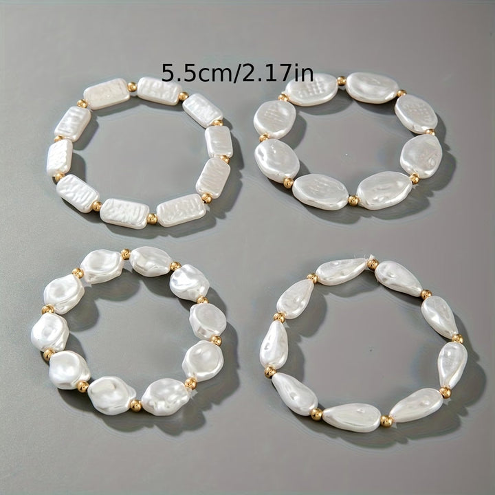 VALORA | PEARL STATEMENT BRACELET SET OF 4