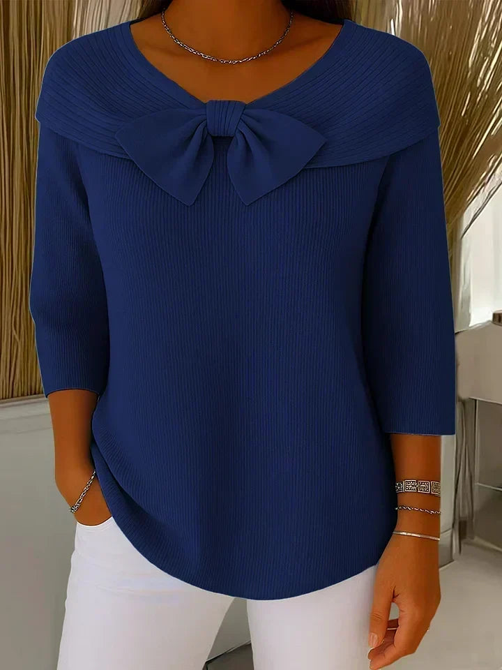 TIVELLA | JUMPER WITH BOW AND ROUND NECKLINE