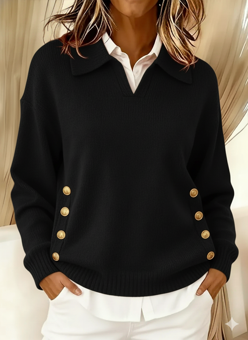VYNETTE | V-NECK JUMPER WITH COLLAR