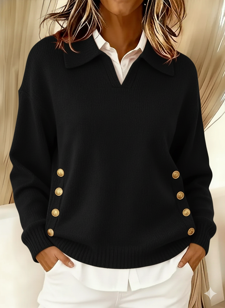 VYNETTE | V-NECK JUMPER WITH COLLAR