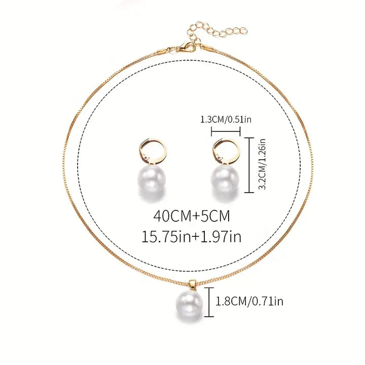 GRACELYN | ELEGANT GRACEFUL PEARL NECKLACE SET