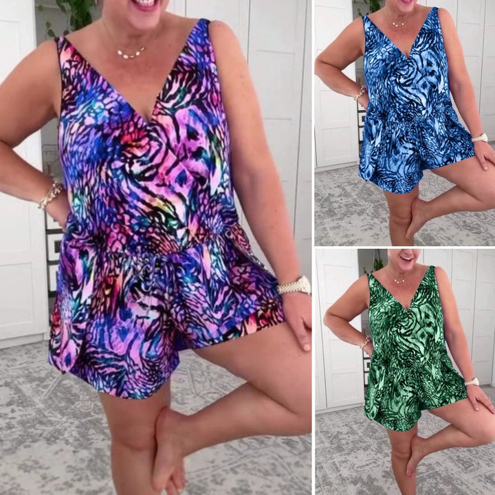 MARILYN | ANIMAL PRINT V-NECK PLAYSUIT