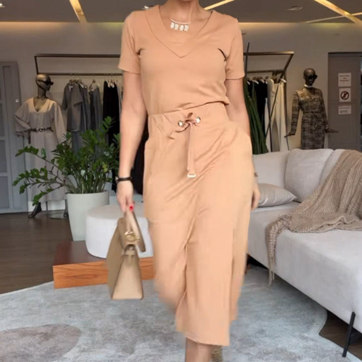 CECILY | V-NECK TOP & SKIRT SET